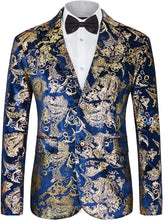 Load image into Gallery viewer, Luxury Purple Blue Floral Slim Fit Tuxedo Men&#39;s Blazer