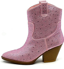 Load image into Gallery viewer, Rhinestone Studded Sequin Pink Rhinestone-01 Ankle Boots