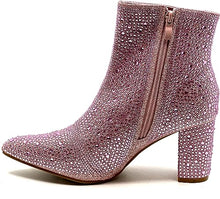 Load image into Gallery viewer, Rhinestone Studded Sequin Pink Rhinestone Ankle Boots