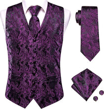 Load image into Gallery viewer, Men&#39;s Red Wine Paisley Sleeveless Formal Vest