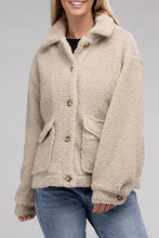 Load image into Gallery viewer, Black Cozy Sherpa Button-Front Jacket