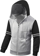 Load image into Gallery viewer, Men&#39;s Striped Dark Grey Soft Fleece Sweatshirt Hoodie