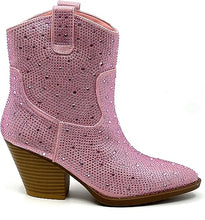 Load image into Gallery viewer, Rhinestone Studded Sequin Pink Rhinestone-01 Ankle Boots