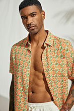 Load image into Gallery viewer, Men&#39;s Printed Button Up Short Sleeve Summer Orange Shirt