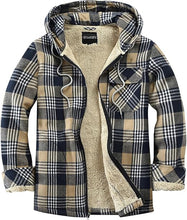 Load image into Gallery viewer, Men&#39;s Hooded Plaid Orange Flannel Jacket