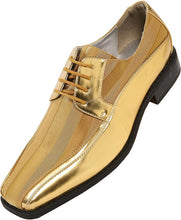 Load image into Gallery viewer, Men&#39;s Oxford Formal Gold Satin Striped Lace Up Dress Shoes