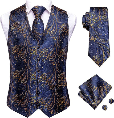 Men's Blue/Gold Sleeveless Formal Vest