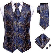 Load image into Gallery viewer, Men&#39;s Silver Paisley Sleeveless Formal Vest