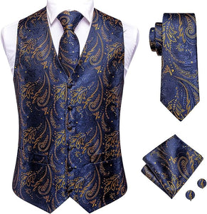 Men's Turquoise Paisley Sleeveless Formal Vest