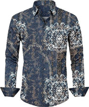 Load image into Gallery viewer, Men&#39;s Fashion Luxury Printed Paisley Blue Long Sleeve Shirt