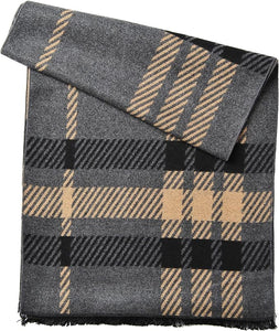 Men's Luxury Camel Grey Cashmere Feel Scarf