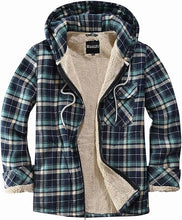 Load image into Gallery viewer, Men&#39;s Hooded Plaid Orange Flannel Jacket