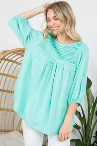 White Pinktuck Detail Tunic Blouses Top