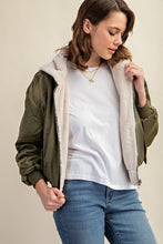 Load image into Gallery viewer, Reversible All Weather Fur Olive Bomber Jacket