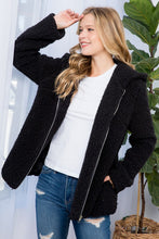 Load image into Gallery viewer, Sherpa Fur Black Hoodie Jacket