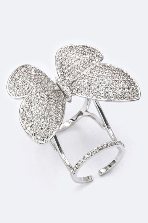 CZ Kinetic Butterfly Ring