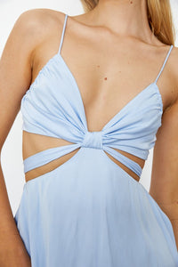 Steel Blue Draped Cup Cami Mini Dress