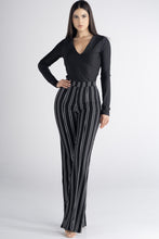 Load image into Gallery viewer, Black Striped Classic Fit High Waist Pants