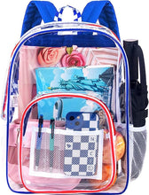 Load image into Gallery viewer, Heavy Duty Blue See Through Clear Trendy Backpack