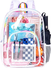 Load image into Gallery viewer, Heavy Duty Red See Through Clear Trendy Backpack