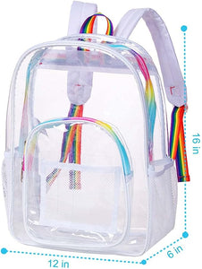 Heavy Duty Red See Through Clear Trendy Backpack