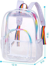 Load image into Gallery viewer, Heavy Duty White Rainbow See Through Clear Trendy Backpack