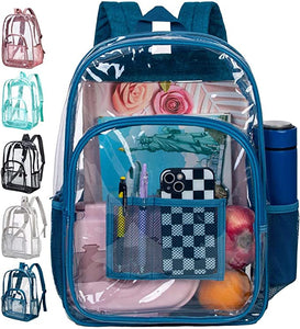 Heavy Duty Turquoise See Through Clear Trendy Backpack