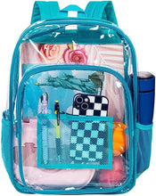 Load image into Gallery viewer, Heavy Duty Turquoise See Through Clear Trendy Backpack