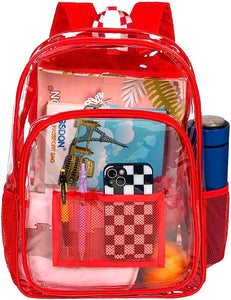 Heavy Duty Red See Through Clear Trendy Backpack