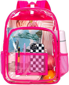 Heavy Duty Light Pink See Through Clear Trendy Backpack