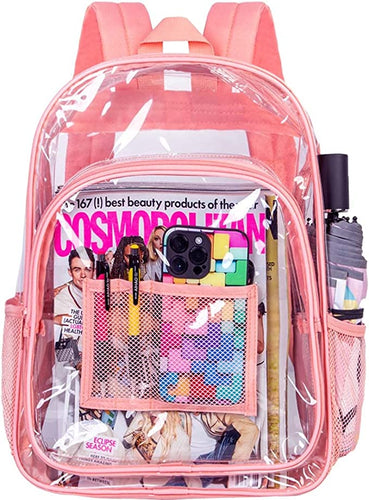Heavy Duty Light Pink See Through Clear Trendy Backpack