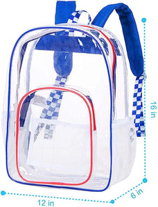 Heavy Duty Blue See Through Clear Trendy Backpack