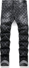 Load image into Gallery viewer, Men&#39;s Denim Checkered Print Ripped Distressed Jeans