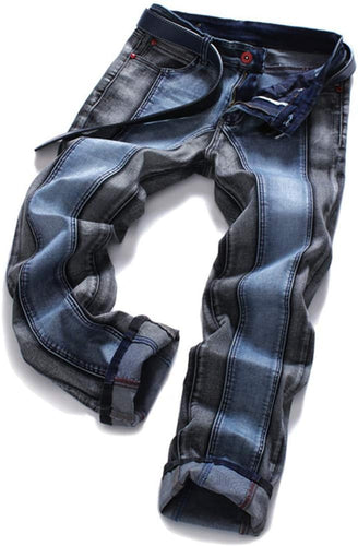 Men's Denim Blue Parallel Distressed Jeans