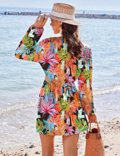 Load image into Gallery viewer, Beach Style Pink Long Sleeve Cut Out Cover Up Dress