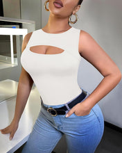 Load image into Gallery viewer, Cut Out White Sleeveless Crop Top