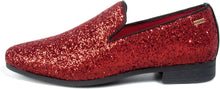 Load image into Gallery viewer, Men&#39;s Red Sparkle Sequin Loafer Dress Shoes