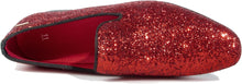 Load image into Gallery viewer, Men&#39;s Red Sparkle Sequin Loafer Dress Shoes