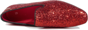 Men's Red Sparkle Sequin Loafer Dress Shoes