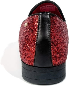 Men's Red Sparkle Sequin Loafer Dress Shoes