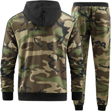 Load image into Gallery viewer, Men&#39;s Army Green Camo Long Sleeve Full Zip Hoodie Jogging Sweatsuit/Tracksuit