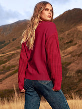 Load image into Gallery viewer, Braided Knit Red Comfy Long Sleeve Sweater