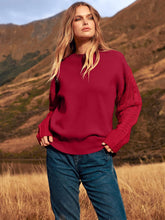 Load image into Gallery viewer, Braided Knit Red Comfy Long Sleeve Sweater