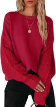 Load image into Gallery viewer, Braided Knit Red Comfy Long Sleeve Sweater