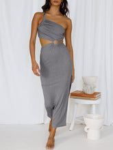 Load image into Gallery viewer, Divine Green One Shoulder Cut Out Maxi Dress