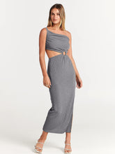 Load image into Gallery viewer, Divine Green One Shoulder Cut Out Maxi Dress