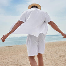 Load image into Gallery viewer, Men&#39;s St Tropez White Linen Short Sleeve Shorts Set