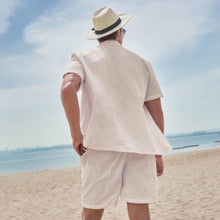 Load image into Gallery viewer, Men&#39;s St Tropez White Linen Short Sleeve Shorts Set