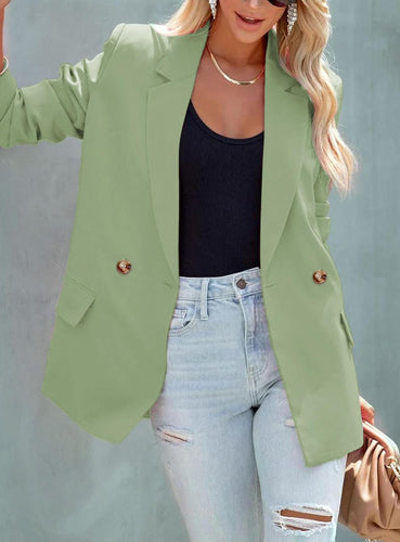 Sage Green Modern Style Long Sleeve Blazer