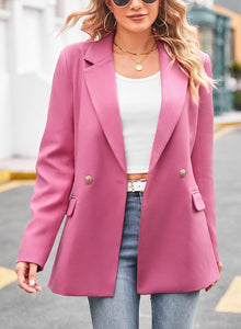 Fuschia Pink Modern Style Long Sleeve Blazer